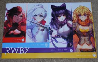 Sdcc 2018 Exclusive Viz Media Rwby Ruby Weiss Blake Yang Double Sided Poster