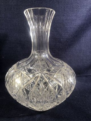 Antique American Brilliant Period Cut Crystal Wine Decanter/water Carafe