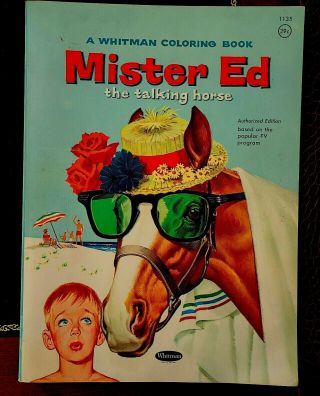 1963 Mr.  Ed The Talking Horse,  Antique Coloring Book,  Whitman Pub.  Racine,  Wi