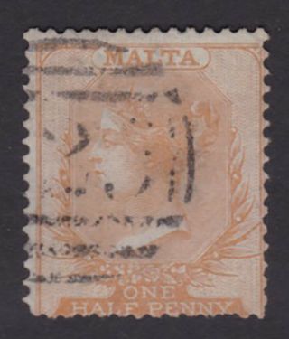 Malta.  1861.  Sg 2,  1/2d Brown Orange.  No Wmk.  Fine.