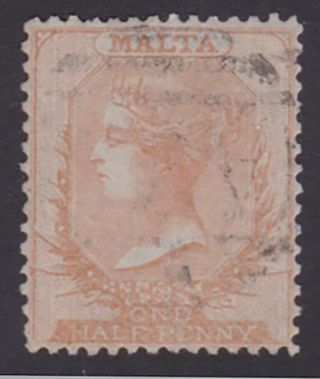 Malta.  1863.  Sg 3,  1/2d Buff.  No Wmk.  Fine.