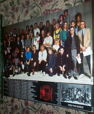 Band Aid Feed The World 1984 Poster Geldof,  U2,  Duran,  Etc Last One