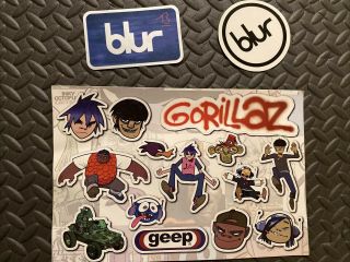 Gorillaz,  Blur Promo Only Stickers,  Die - Cut,  10.  5 " X7 ",