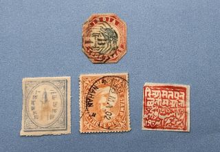 India Stamp Set Of 4 Including The Four Annas
