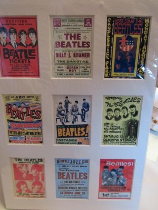 Framed Poster Style Set Of 9 Mini Beatles Concert Tickets Framed - Htf8 1/2: