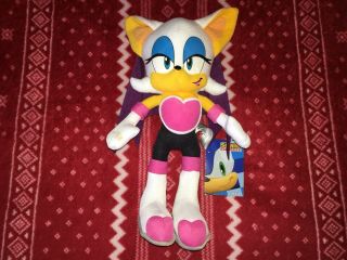 Official 12” Rouge The Bat Sonic Plush Toy Sega Doll Ge Tagged W/ Stain
