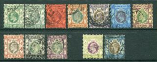 1904/06 China Hong Kong Gb Kevii Selection Of 12 X Stamps To $3