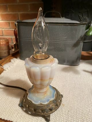 Vintage Akro Agate Slag Glass Orange Or Carmel Swirl Lamp