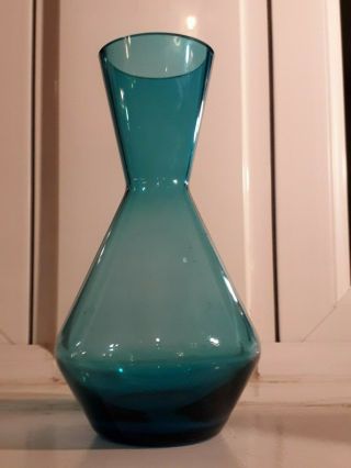 Vintage Italian Empoli Teal Art Glass Vase 60s 70s Kistch Retro Funky Modernist