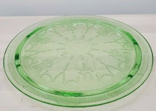Vintage Green Depression Glass Cake Plate Stand Tri Footed