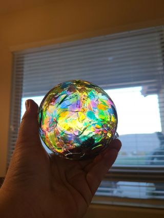 Pastel Hand Blown Art Glass Witch Ball Ornament Sun Catcher Hanging Orb Sphere