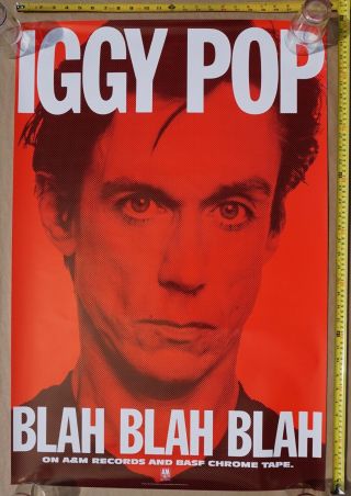 Iggy Pop Blah 1987 A&m Vintage Label Store Promo Rock Poster Stooges Ex