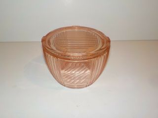 Rare Pink Depression Glass Covered Round Dish Ribbed Lid Refrigerator Federal?