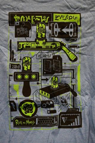 Rick And Morty Portal Gun Schematics Blueprints Loot Crate Excl T - Shirt Small