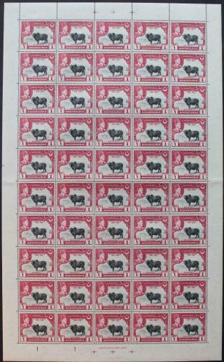 Bahawalpur: 1949 Full 10 X 5 Sheet Of 1 Anna Examples - Full Margins (36414)