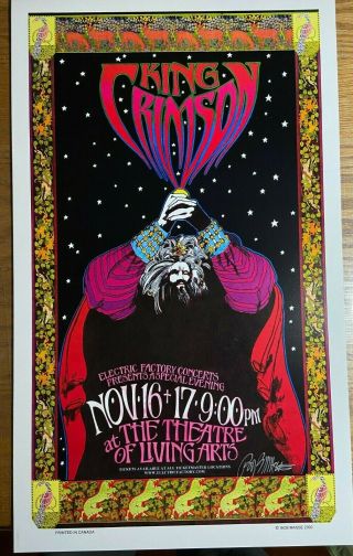 King Crimson Electric Factory Concert Poster Signed 60s Artist Bob Masse