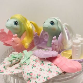 Vintage My Little Pony G1 Jangles and Tangles Newborn Twins with Accessories 2