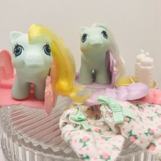 Vintage My Little Pony G1 Jangles and Tangles Newborn Twins with Accessories 3