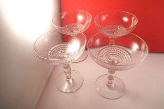 Vintage Duncan Miller Glass Teardrop Set Of 4 Champagne Tall Sherbet Glasses