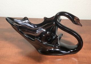 Vintage Large Hand Blown Glass Swan Bowl Vase Candy Dish Art Deco