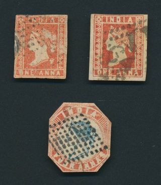 India Stamps 1854 - 1855 Qv Lithos 1ax2 Inc Sg 13 Die Ii Deep Red 4a Frame Die Ii