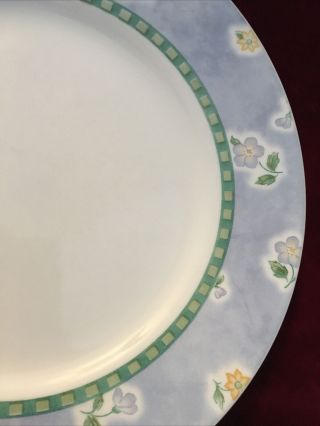 Set of 6 Corelle BLUEFIELD Dinner Plates 10 3/4” Blue Rim Yellow Flower 2