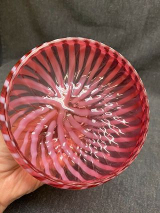 Antique vintage Cranberry opalescent glass dish with lid covered dish 2