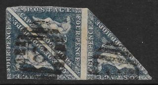 Cape Of Good Hope 1863 - 64 4d Blue Sg 19a Strip Of Three With Certificate