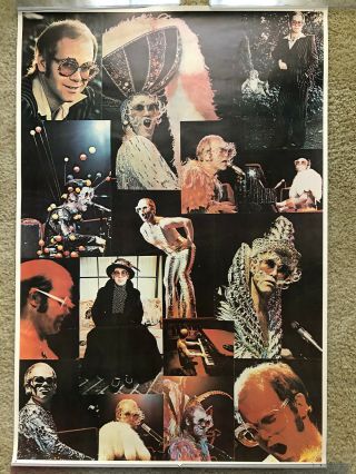 Vintage Elton John Poster 1970s 28 " X 19 " Multiple Images Concert & More