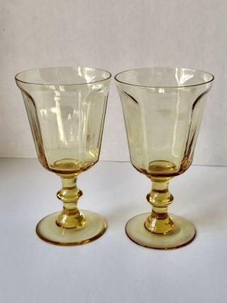 Vintage Lenox Antique Gold Glass Water Goblet,  6 3/4” Marked,  Set Of 2 Usa