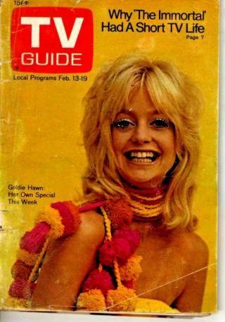 Vintage - Tv Guide - Feb.  13th.  - 1971 - Goldie Hawn Cover - Very Good