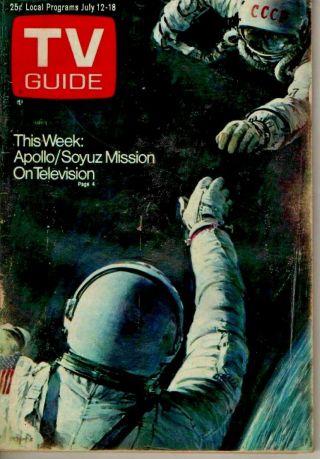 Vintage Tv Guide July 12th 1975 - Apollo / Soyuz Mission - Vg