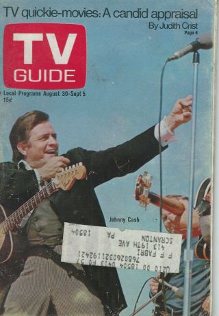 Vintage - Tv Guide - Aug 30th 1969 - Johnny Cash - Cover