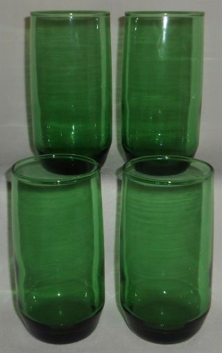 Set (4) Anchor Hocking 1950s/60s Forest Green 11 Oz Glass Tumblers