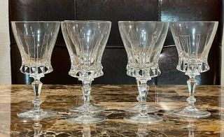 Vintage Crystal Cut Glass Stem Wine Glasses Classic Set Of 6