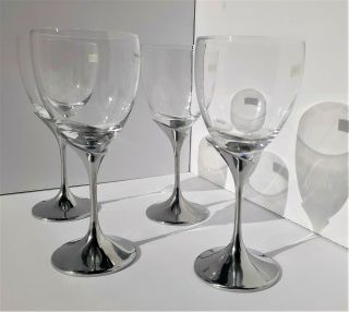 4 Mikasa Axis 10oz Crystal Wine Glasses Goblets By David Rockwell Lustrous Stems