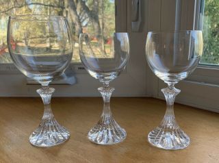 Mikasa The Ritz 3 Crystal Wine Or Water Glasses 2 Are 6.  5” And 1 Is 7 3/8”