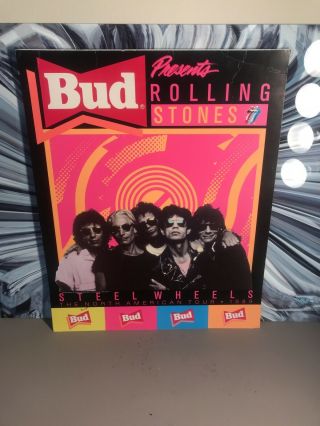 Vintage Rolling Stones 1989 Steel Wheels Tour Promotional Poster 19 X 15 Rare