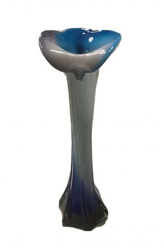 Vintage Art Glass Murano - Type White,  Blue,  & Purple Jack - In - The Pulpit Vase
