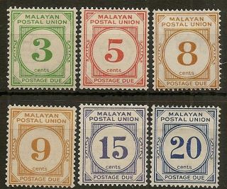 Malaya Postal Union 1945 - 49 Postage Due Sgd8/13 Hinged