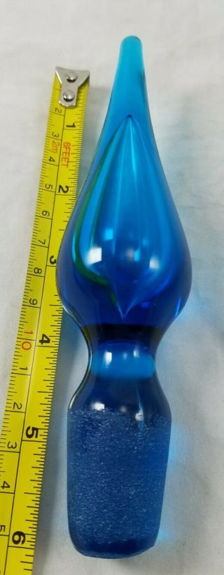 Blenko Art Glass Mid Century Modern Blue Decanter Ground Glass Stopper Only
