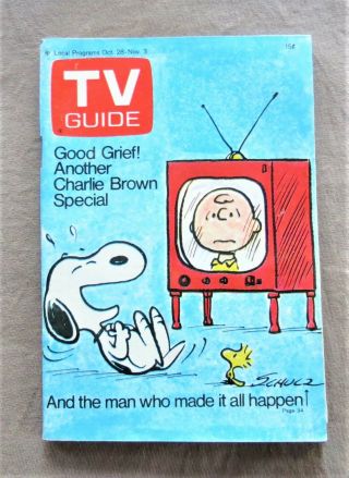 Tv Guide Peanuts Schulz Charlie Brown Snoopy October 28 1972 Soap Operas Disney