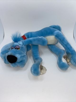 Vintage 11in.  Blue Dog Foofur W Suction Cup Stuffed Plush Phil Mendez,  Dakin 1988