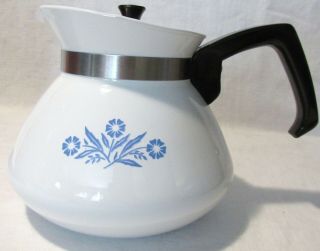 Corning Ware 6 Cup Teapot Blue Cornflower P - 104 With Metal Lid