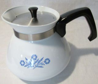 CORNING WARE 6 CUP TEAPOT BLUE CORNFLOWER P - 104 WITH METAL LID 2