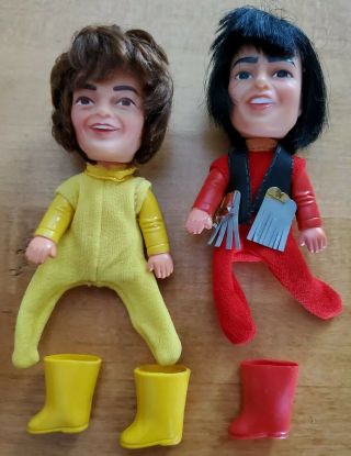 Vintage Remco Monkees Davy Jones & Mickey Dolenz W/shoes Finger Puppet Dolls