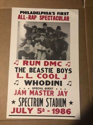 Run Dmc Concert Poster Beastie Boys L.  L.  Cool Spectrum Stadium 13 " X22 "