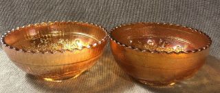 Set Of 2 Vintage Imperial Carnival Glass Bowl Windmill Marigold Pattern 7in
