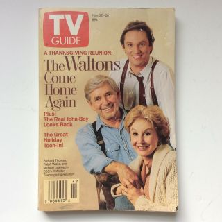 Tv Guide The Waltons Thanksgiving Reunion Nov 20 - 26,  1993 Good Night,  John - Boy