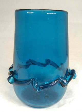 Vintage / Antique Aqua Blue Art Glass Hand Blown Vase.
